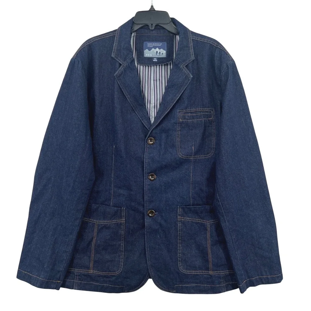 European American Style Industrial Military Brigade Free Spirit Denim Jacket 4XL